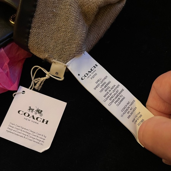 NWT Authentic Coach 100% Sheep Leather Gloves Sz 8 - Picture 9 of 9